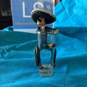 Mexican Themed Shot Glass with Sombrero Figure